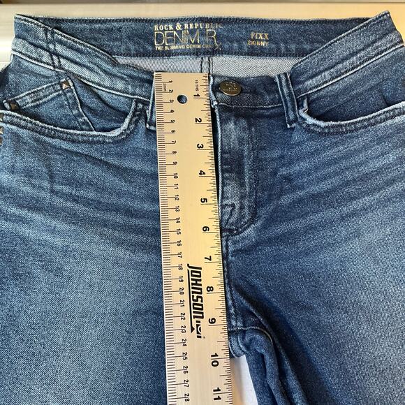 Rock & Republic Women Fixx Skinny Jeans size 8 M Blue Mid Rise Stretch Slimming - Picture 5 of 11